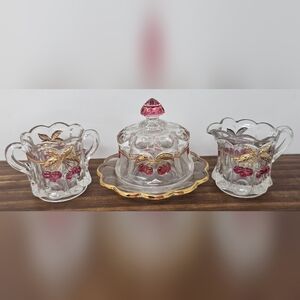 Vintage Mosser Northwood Cherry And Cable Mini Children's Glass Tea Partial Set